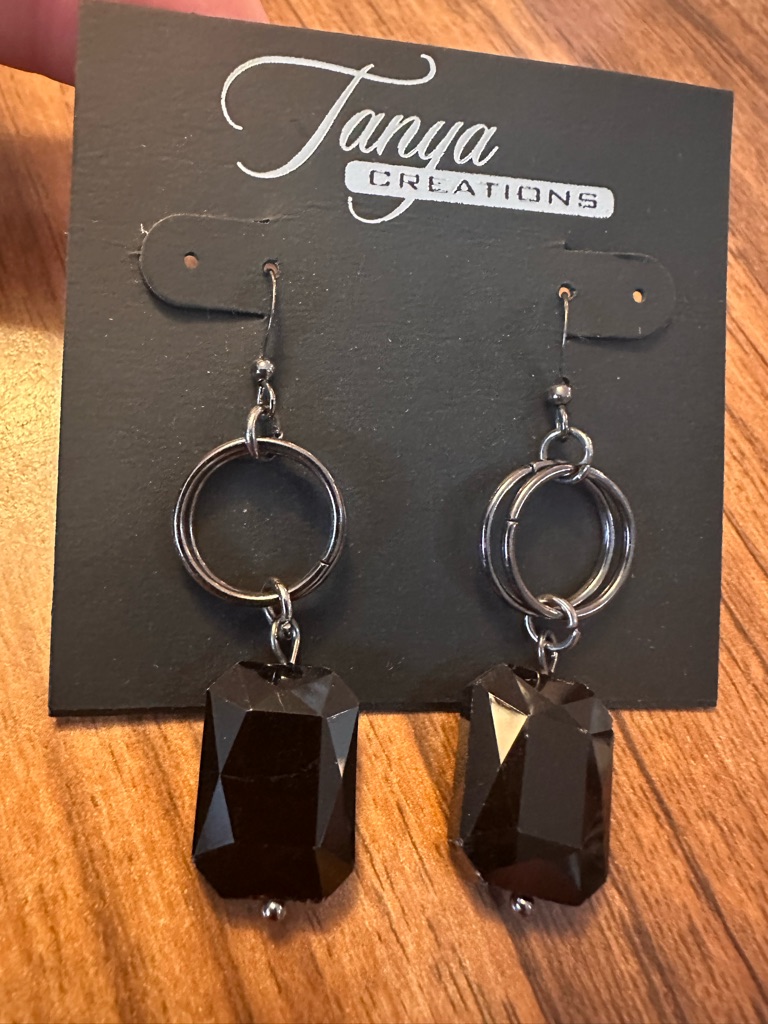 Tanya Creations Black Stone Dangles